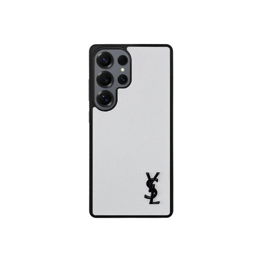 Luxury White Saffiano Case for Samsung S22-S26 Series
