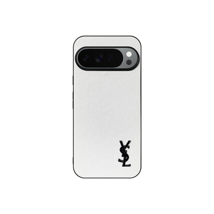 YSL Luxury Leather Case in Classic White For Google Pixel