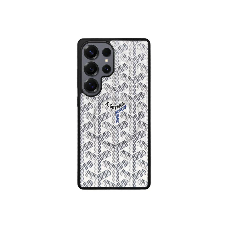 Premium White GYD-Style Pattern with Magsafe Option for Samsung S22-S26 Series