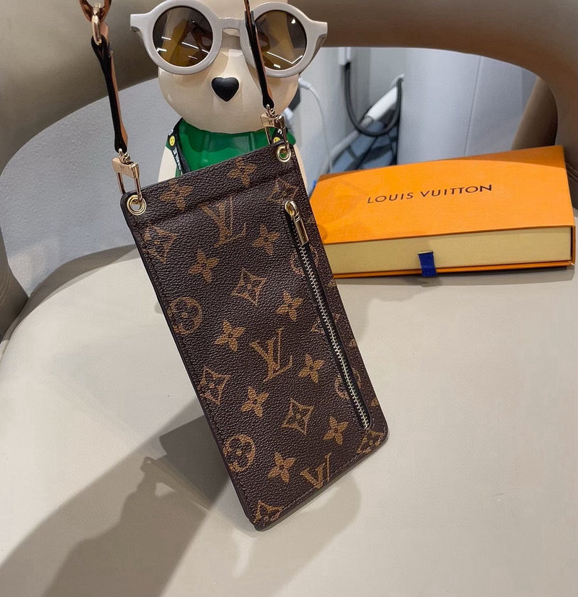 Luxury Leather Monogram Crossbody Phone Purse