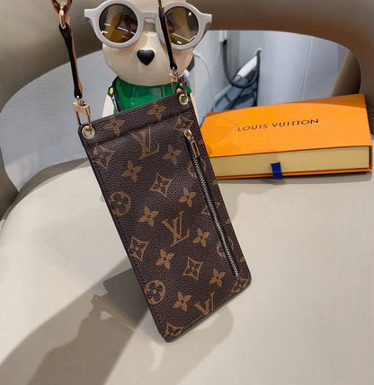 Luxury Leather Monogram Crossbody Phone Purse