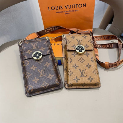 Luxury Leather Monogram Crossbody Phone Purse