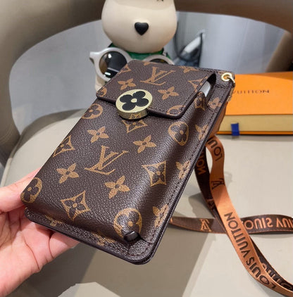 Luxury Leather Monogram Crossbody Phone Purse