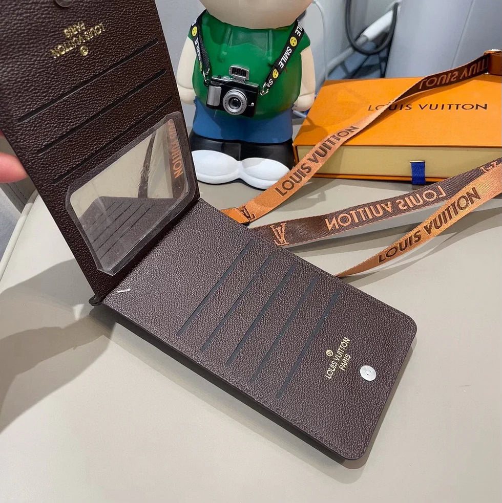 Luxury Leather Monogram Crossbody Phone Purse