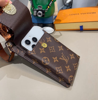 Luxury Leather Monogram Crossbody Phone Purse