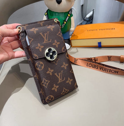 Luxury Leather Monogram Crossbody Phone Purse