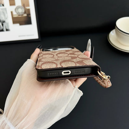 Luxury Leather Coach iPhone Case With Flip Wallet