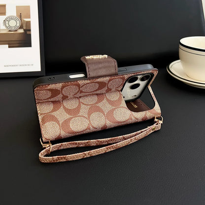 Luxury Leather Coach iPhone Case With Flip Wallet